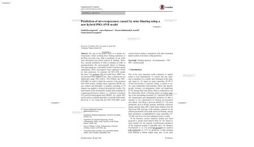 Prediction of air‑overpressure caused by mine blasting using a new hybrid PSO–SVR model